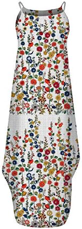 Женствена рокля Midi iQKA С Флорални Принтом, Лятна Рокля-Туника Без ръкав, с кръгло деколте, Големи Размери, Рокли на бретелях