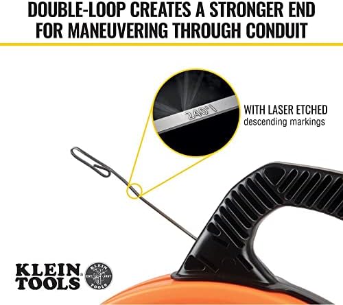 Klein Tools 56341 Електрически Лента / Жично гребец за риба от Неръждаема стомана, на върха с двойна линия,