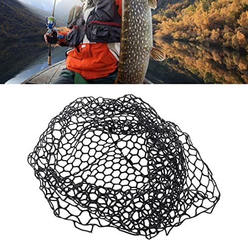 Замяна Мрежата Дълбоки Мека Гъвкава Гумена Риболовна Кацане Мрежа за Риболов Черен Цвят