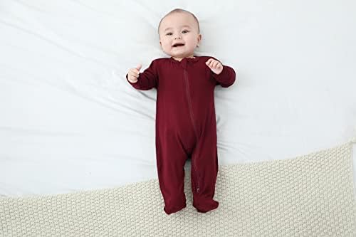 Пижами GUISBY Baby На Крака с белезници-Варежками, Мек Бамбук Гащеризон с Дълги ръкави 0-18 Месеца