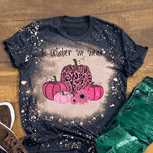Информираността за рака на гърдата Октомври Носим Розови Блузи, Тениски с кръгло деколте, Дамски Ризи са с яка-часова Голям