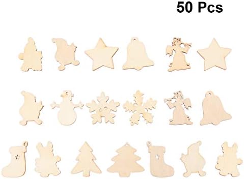 LUOEM САМ Crafts Парчета Дърво Коледна Серия за Diy Коледни Селски Украса на Парче, Опаковки от 50