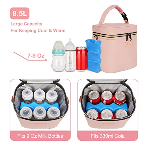 Чанта-хладилник за кърма Mancro Побира 6 бебешки шишета с тегло до 9 грама, Изолирано чанта за бебешки бутилки Идва с пакет