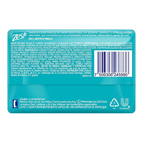 Сапун за вана Zest бар Аква Original с глицерин и витамин е придава усещане за свежест благодарение на съдържанието на етерични