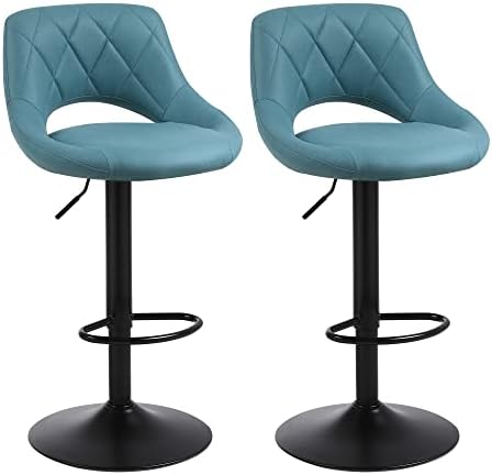 Комплект от 2 Регулируеми продуктова столове Relbiety с куха облегалка, Модерни Бар столове с мека тапицерия по