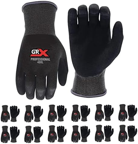 Мъжки работни ръкавици GRX на Едро (12 чифта) | Дишащи Нитриловые ръкавици (големи, XL и Средни) | От здрав найлон, PU (големи и XL)