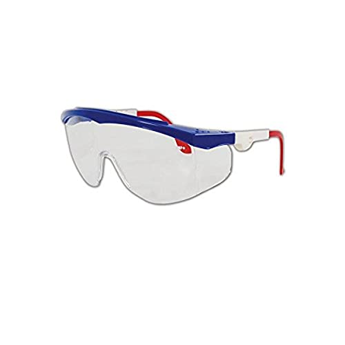 Защитни очила MCR Safety TK130 Tomahawk с Прозрачни устойчиви на надраскване лещи и Цветни рамки, Стандартни, Червен / Бял /