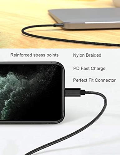 Кабела на зарядното устройство RoFI USB-C към телефона 11 [2 опаковки по 2 метра] Бързо зареждане на Нейлонового плетеного