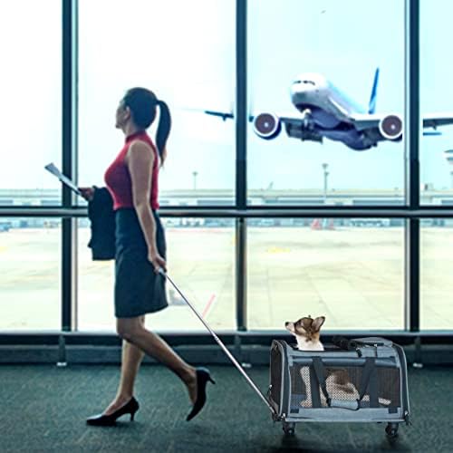 Переноска за кучета Coopeter, Одобрен авиокомпания за превоз на домашни любимци,Переноска за котки с колела, Переноска