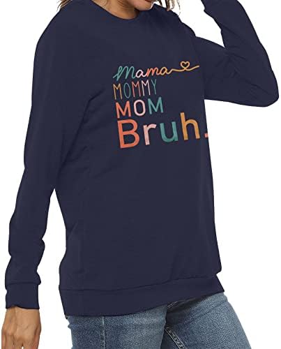 BLANCHES Мама Hoody Дамски Мама Mommy Mom Bruh Забавни Свитшоты Mom Life, Пуловери, Блузи, Ежедневни Свободна Риза С Дълъг