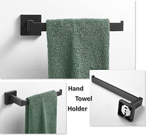Комплект Аксесоари за баня SHUNLI Black от 3 теми, Държач за Тоалетна хартия/ Държач за Кърпи за ръце / Кука,