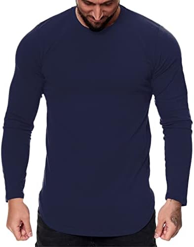 GDJGTA Мъжки Тениски с V-образно деколте, Приталенные Ежедневни Ризи С Дълъг Ръкав За Фитнес, Основни Обикновена