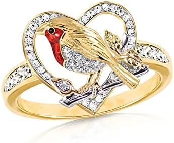 2023 Нов Пръстен Red Bird Творческа Пръстен Bird за Жени, Стръмни Пръстени за момчета (E, 10)