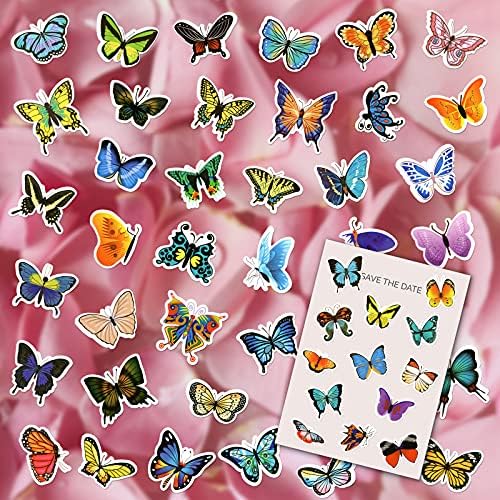 108 БР. Набор от Стикери с пеперуди, Цветни Сладки Водоустойчиви Стикери за лаптоп, Албум за Изрезки, Прозорец, Етикети