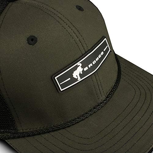 Бейзболна шапка на Ford Bronco, Капачката на шофьор на камион с гумено покритие Отзад, Тъмно Маслинова / Черна