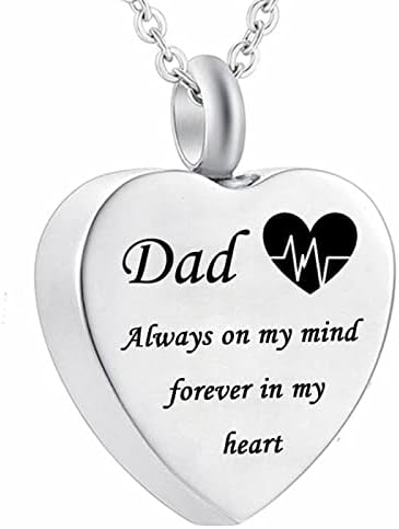 DOTUIARG Електрокардиограма Висулка във Формата На Сърце Украса За Кремация на Татко Майка Куче, Винаги В Мислите ми
