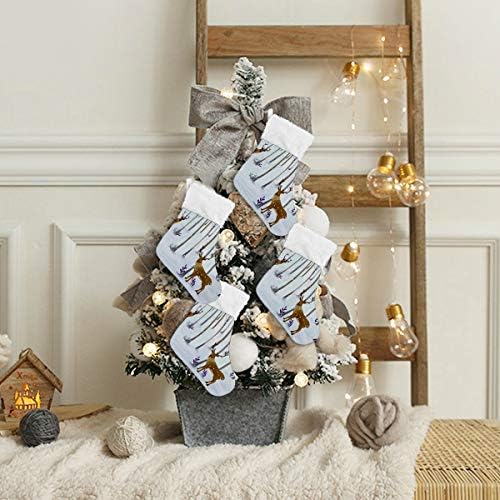 Коледни Чорапи ALAZA Лосове в Снега, Класически Персонализирани Малки Чулочные Украса за семейни празници, Определени декор