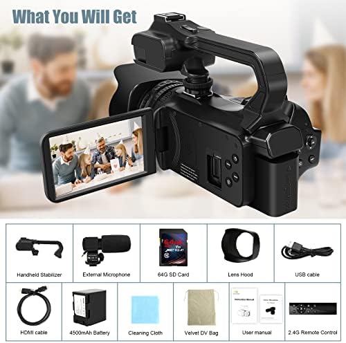Камера SPRANDOM 4K Камера, HD Камера за видеоблогинга с Автофокус за YouTube 64MP 60 кадъра в секунда WiFi Уеб камера,