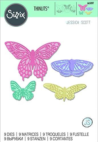 Sizzix Thinlits Die 665097 Flutter on от Джесика Скот, 9 опаковки, Многоцветен