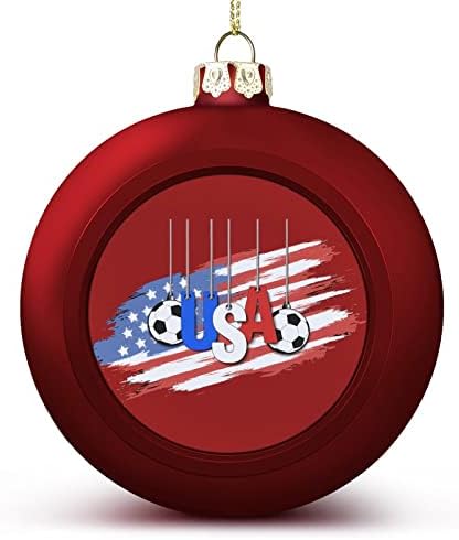Футбол и американския Флаг Коледна Топка Нечупливи Висящи Украси за Коледната Елха Камина Вечерни Декорация на 4 бр.