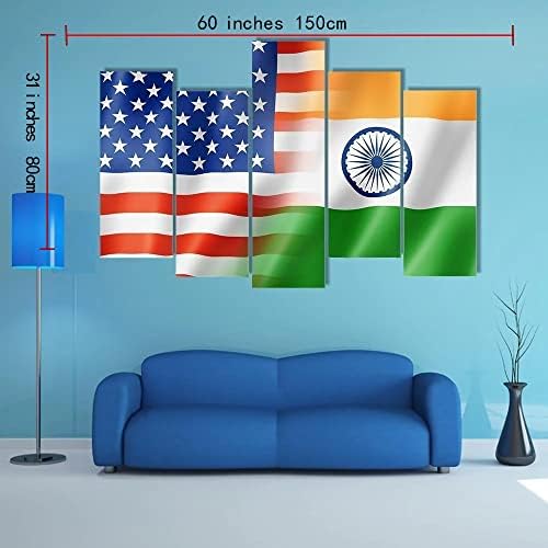 ERGO PLUS Разход Стенен фигура с Флага на САЩ и Индия, Страхотна Растянутая картина, Готова да бъде обесен за дома