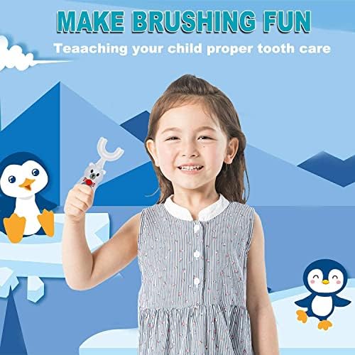 Електрическа четка за зъби Caromolly Kids, U-Образна Автоматична четка за зъби за почистване на 360 ° с три вида дюзи, Специална