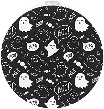 Plug лека нощ от 2 позиции, Led нощна светлина Happy Halloween Boo с Датчик от Здрач до Зори за Детска стая, Детска, Кухня,