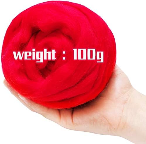Комплект за плетене на една Кука TRENDYBOY Прежди 3,53 грама Червена Вълна Ровинг-Прежди, Аксесоари за Тепане от Вълна,