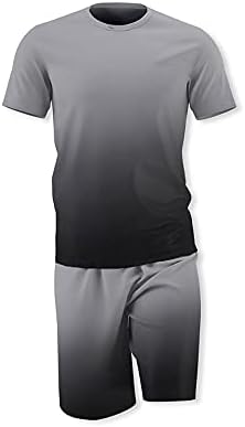 UXZDX, Нов мъжки костюм с тениска и Къси панталони, Лятна Дишаща Ежедневни фланелка за бягане, Мъжки спортни дрехи с модерен принтом (Цвят: червен, Размер: код XXXXL)
