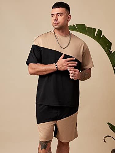 FDSUFDY Облекло от две части за мъже, Мъжки оцветен тениска и шорти (Цвят: многоцветен, Размер: XX-Large)