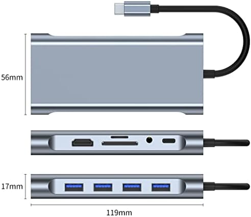 PBKINKM за пристанището докинг станция Type C C-Съвместим адаптер USB 3.0 TF SD Reader PD Зарядно устройство Зарядно устройство за въздушна сплитер (Цвят: бяло-плодов персик5, Разме