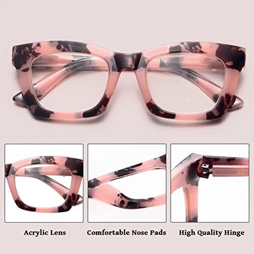 CCVOO 6 Опаковки Очила за четене в стила на Опра за Жени, Квадратни Сини, Блокер Светлина, с Пружинным тръба на шарнирна