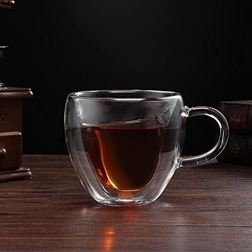 Чаши за кафе или Чай чаши от стъкло с двойни стени CNDota във формата на Сърце, 8 унции - Прозрачни, Уникални и Изолирани, с