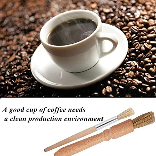 Комплект Четки за Еспресо 4 Бр. Професионална Четка За Почистване на кафе машини за Еспресо Дървена Дръжка Четка От Естествена Четина за Почистване на Кофемолок