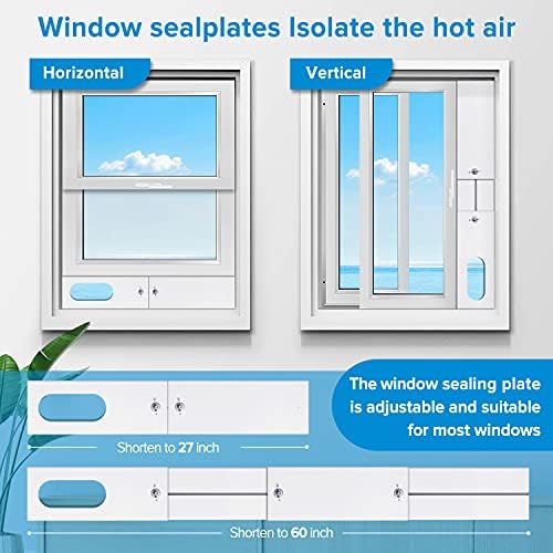Преносим комплект за вентилация прозорци ac - Комплект прозорци климатик за Абитуриентски маркуч с диаметър 5,1 инча, Регулируема Уплътнение на прозорци за блок захр