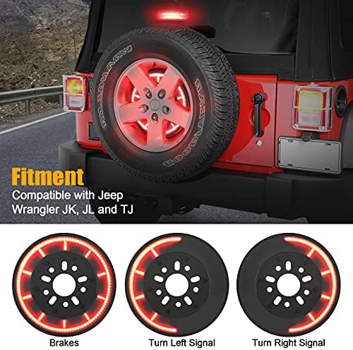 Стоп Резервна гума CAFOPAR със Сигнал на завоя за Jeep Wrangler JK YJ TJ 2007-2018 години на издаване и Jeep Wrangler JL 2018-2021 г. Освобождаването, 3-та Трета Стоп светлина с led пръстен на Задно?
