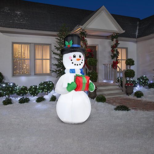 Gemmy GE114274 Надуваем Снежен човек С Подаръци, Надувное Празнична Украса, както е показано На фигура