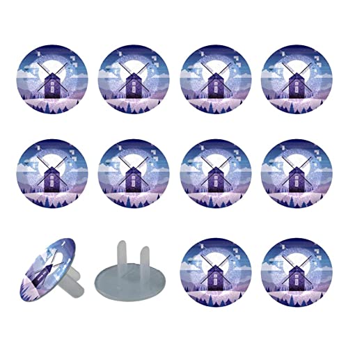 Капачки за ключове 24 Бр., Защита за контакти Windmill Purple, Кръгли Пластмасови Капачки с 2 Клипса за електрически