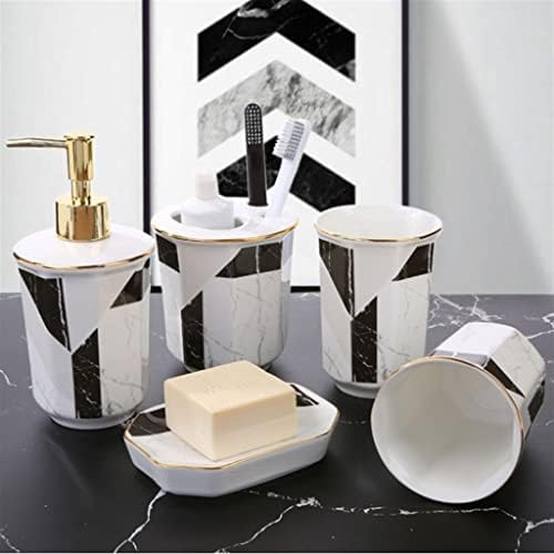 Керамичен Комплект за Баня С Геометричен Модел WYKDD, Чаша Вода За Уста, Държач за Четка За зъби, паста за Посуда, Хотелски Free Toiletries