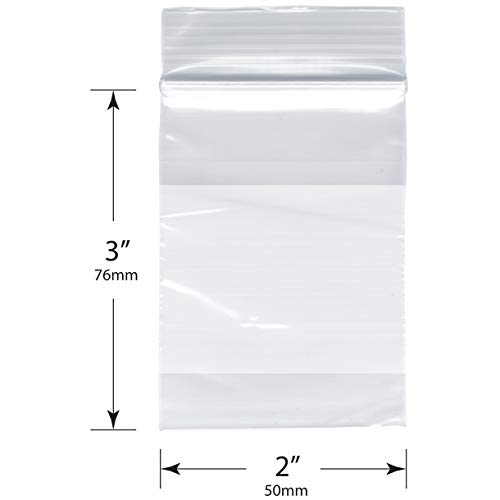 Отново закрываемые найлонови торбички Plymor джоб с бял блок, 2 Мил, 2 x 3 (опаковка по 100 броя)