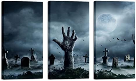 Стенно Изкуство за Всекидневната, Ръка Зомбита На Хелоуин, Поднимающаяся С Гробища, Страховито Набор от Декоративни картини