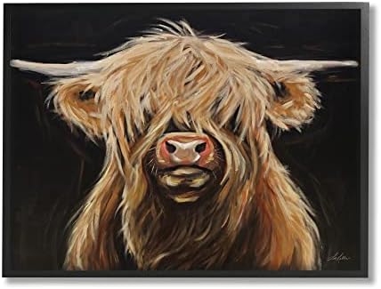 Портрет на едрия Рогат добитък в стопанството Stupell Industries Highland Бул Portrait, Дизайн Ли Келър