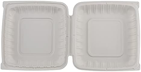 Контейнери за храна TIYA Мида - Бяло, 150 броя в опаковка, 8х8 инча. - Пластмасови контейнери за съхранение