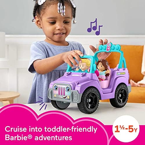 Играчка кола Fisher-Price Little People кукли Барби Beach Cruiser с музикални звуци и 2 Фигурки за притворных