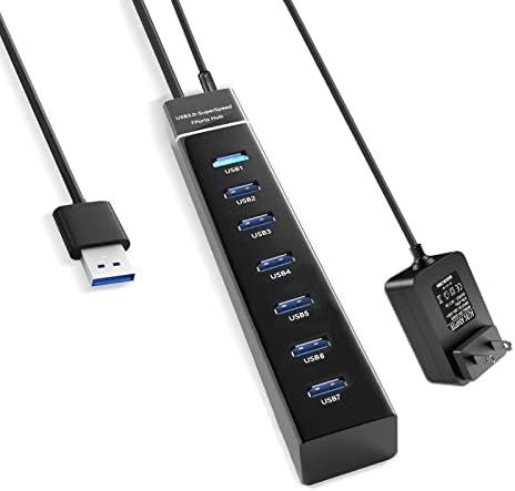 Хъб USB 3.0 за PS4/PS5 с адаптер на захранване 5v /3, А за няколко външни твърди дискове, PS4, PS5, Xbox, Камера, слушалки,