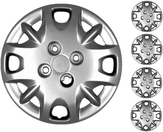 Комплект Copri от 4 Джанти Накладки 14-Инчов Сребрист на цвят, С прикрепен с болтове, Подходящи За Toyota Prius, Yaris
