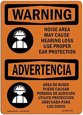 Знак OSHA Waring - Зона на шума Използвайте Два ЛПС | Твърда пластмасова знак | Защитете Вашия бизнес, Строителна площадка, склад и Търговска зона | Произведено в САЩ