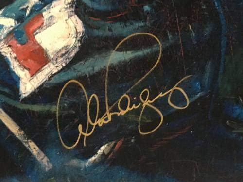 Алекс Родригес подписа Стивън Холандия Платно, Рисувани В Рамката на MLB Holo COA /57 - MLB Art с Автограф