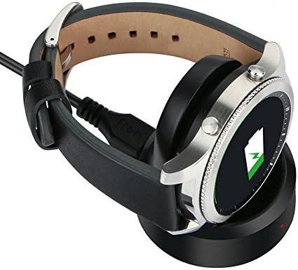 Threeeggs е Съвместим със зарядно устройство Gear S3, Разменени dock-кабел за зареждане на Samsung Gear S3 Classic/Frontier Smart Watch (Черен)