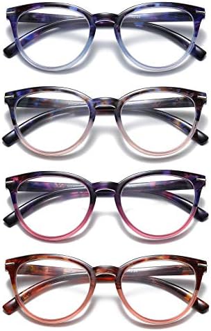 100 КЛАСИЧЕСКИ 4 Опаковки Очила за четене Cateye Readers с Пружинным тръба на шарнирна Връзка Стилни, Леки Очила Четири